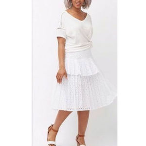 Lane Bryant 18 Skirt White Eyelet Ruffle Layer